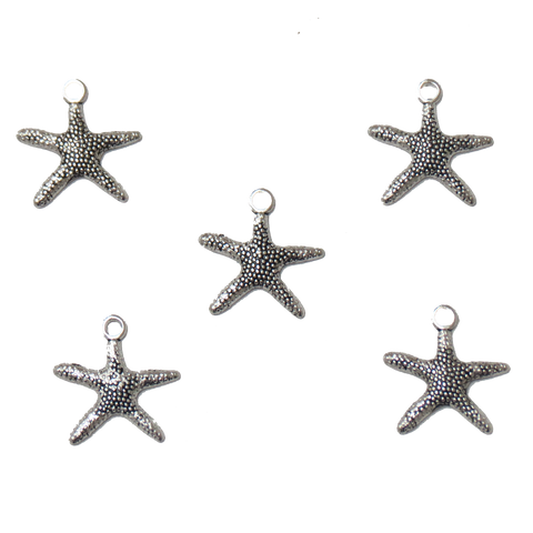 Starfish Charm-Antique Silver; 5pcs