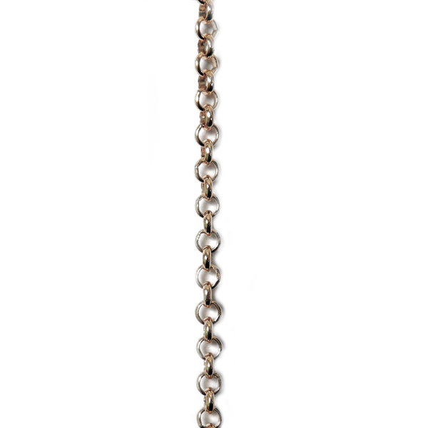 Brass Rolo Chain, Silver, 3.8mm; 1 foot