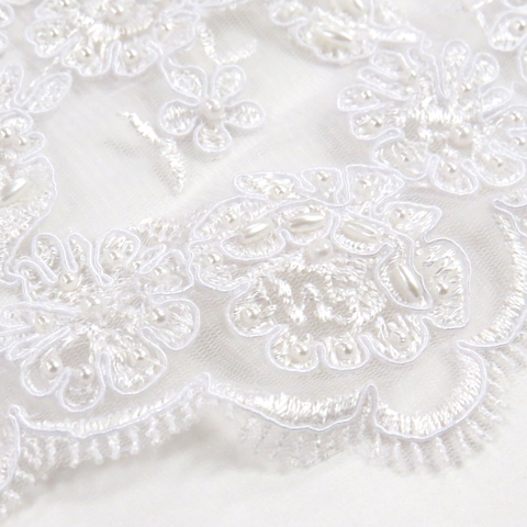 Embroidered Dotted Swiss Lace, 50" Wide- 1 yard