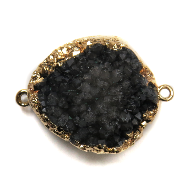 Black Druzy Connector-Gold