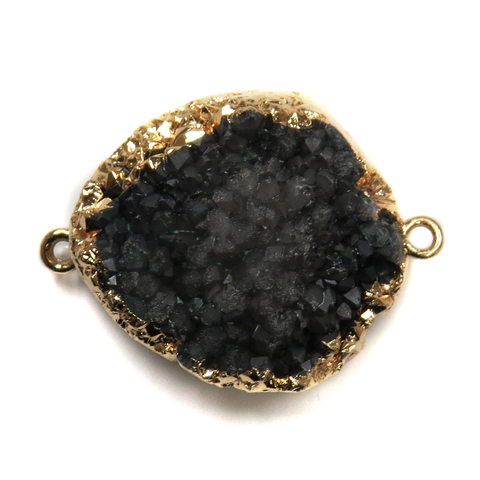 Black Druzy Connector-Gold