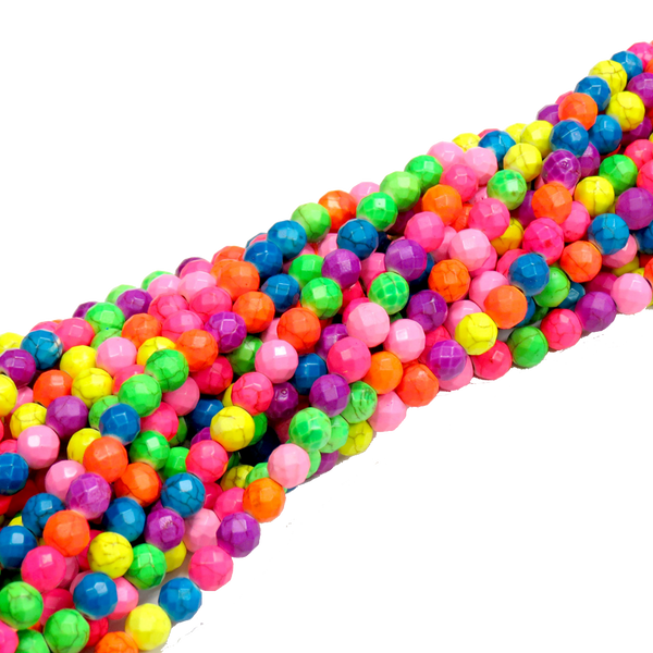 Round Fasceted Howlite-Multi-Color