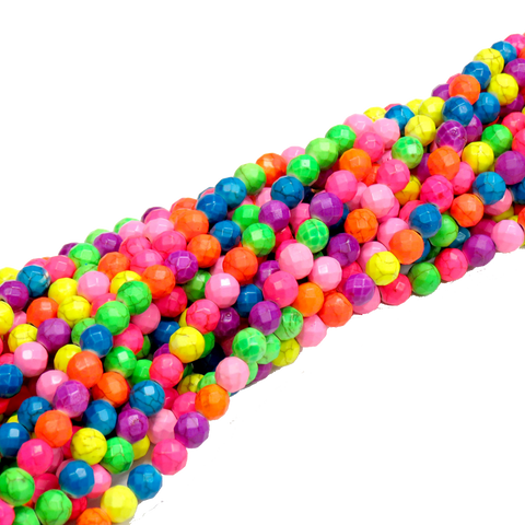 Round Fasceted Howlite-Multi-Color