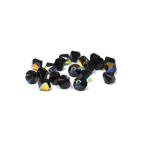 Swarovski Crystal, Bicone, 6mm, Jet AB; 20pcs