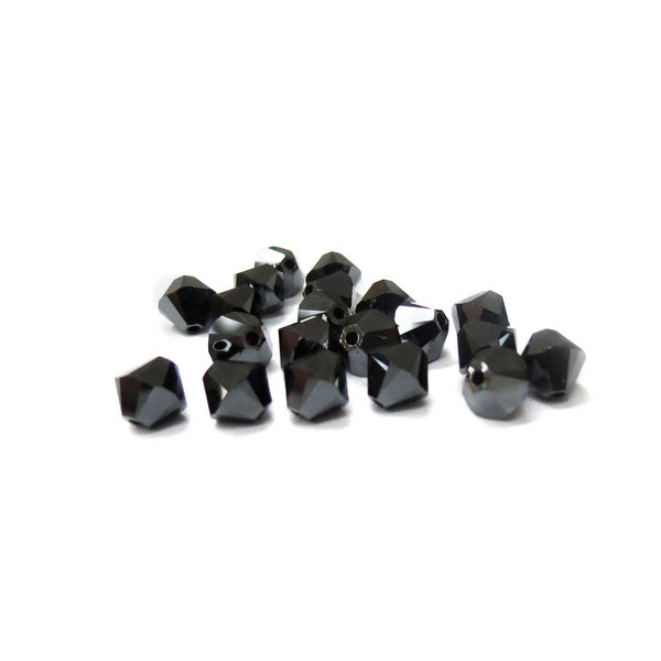 Swarovski Crystal, Bicone, Jet  Hemalite  2X, 6mm; 20pcs
