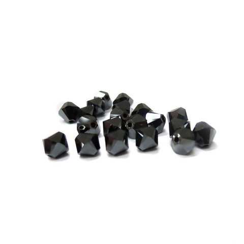 Swarovski Crystal, Bicone, Jet  Hemalite  2X, 6mm; 20pcs