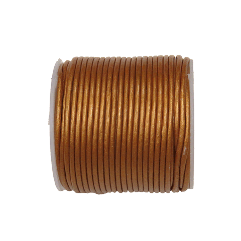 Round Genuine Leather, 1.5mm; Metallic Tang- 1 yard