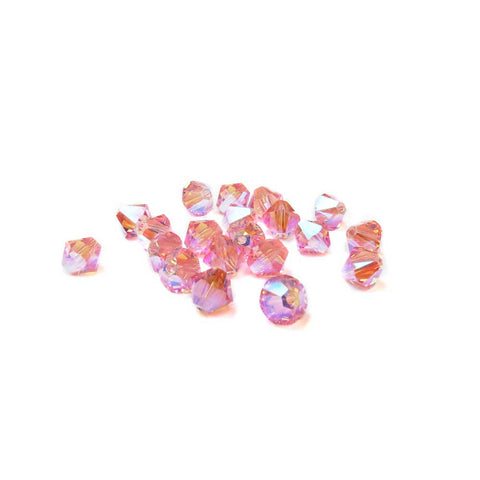Swarovski Crystal, Bicone, Light Rose AB 2X, 6mm; 20pcs
