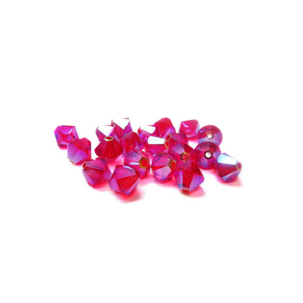 Swarovski Crystal, Bicone, Light Siam AB 2X, 6mm; 20pcs