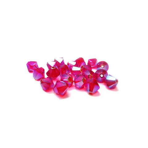 Swarovski Crystal, Bicone, Light Siam AB 2X, 6mm; 20pcs
