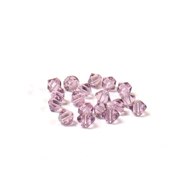 Swarovski Crystal, Bicone, 4mm - Light Amethyst; 20 pcs