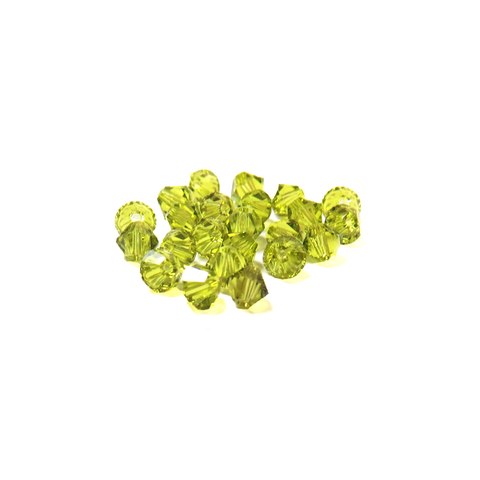 Swarovski Crystal, Bicone, 4MM - Light Olivine; 20 pcs