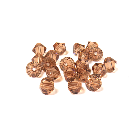 Swarovski Crystal, Bicone, 6mm - Light Smoked Topaz; 20 pcs