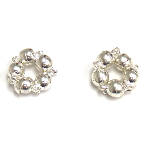 Round Magnetic Clasp, Silver , 6mm; 10 pieces