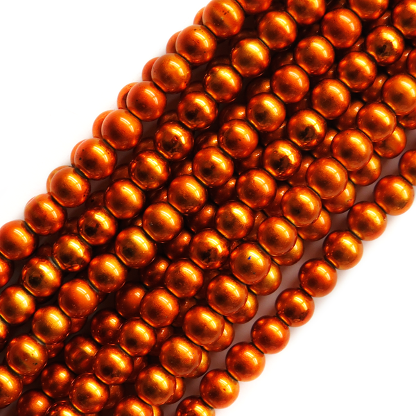 Glass Pearl- Metallic Orange, 8mm