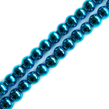 Glass Pearl- Metallic Turquoise, 8mm; 1 strand
