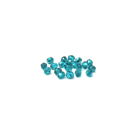 Two Tone Metallic Turquoise, Round Faceted Fire Polished, 4mm - 20 pcs