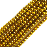 Glass Pearl- Yellow Metallic, 8mm; 1 strand