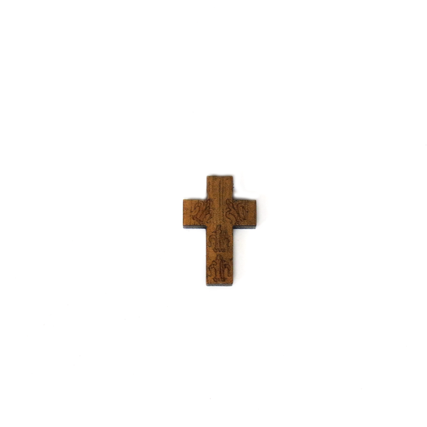 Small Mahoganny Wood Cross Pendant, 22x15mm; 1 piece