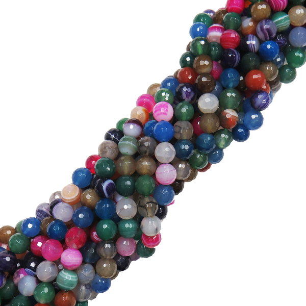 Fun Multi-Color; Faceted Fire Agate; 10mm