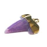 Gold Agate Shark Tooth Pendant, Purple, 46x36mm; 1 piece