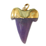 Gold Agate Shark Tooth Pendant, Purple, 46x36mm; 1 piece