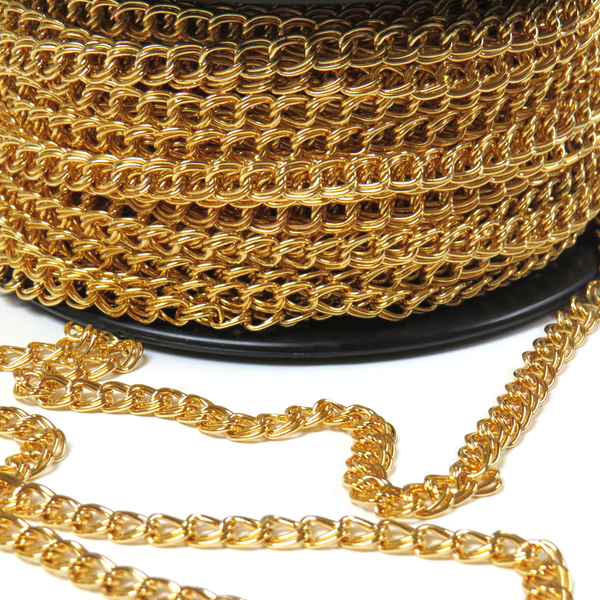Steel Parallel Curb Chain; Gold- 1 foot