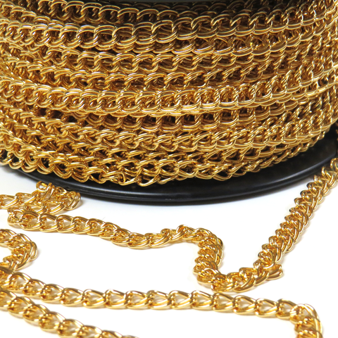 Steel Parallel Curb Chain; Gold- 1 foot