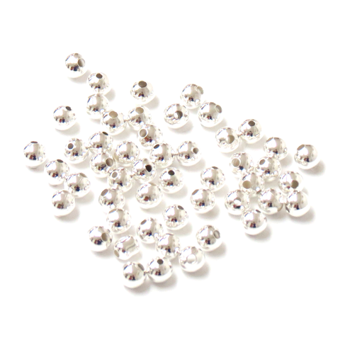 Smooth Round Bead, Silver Plated, Brass, 6mm
