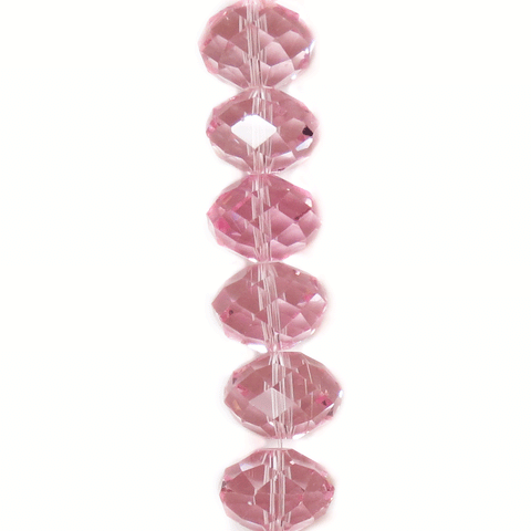 Rondelle Pink, 15x18mm; 1 Strand