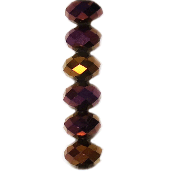 Rondelle Metallic Purple, 15x18mm; 1 strand