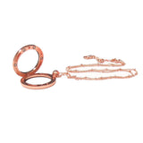 30mm Zinc Alloy Round  Locket with Rhinestones; Rose Gold