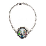30mm Zinc Alloy Round Locket Bracelet; Silver