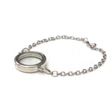 30mm Zinc Alloy Round Locket Bracelet; Silver