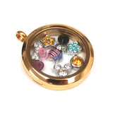 30mm Stainless Steel Round Locket; Gold