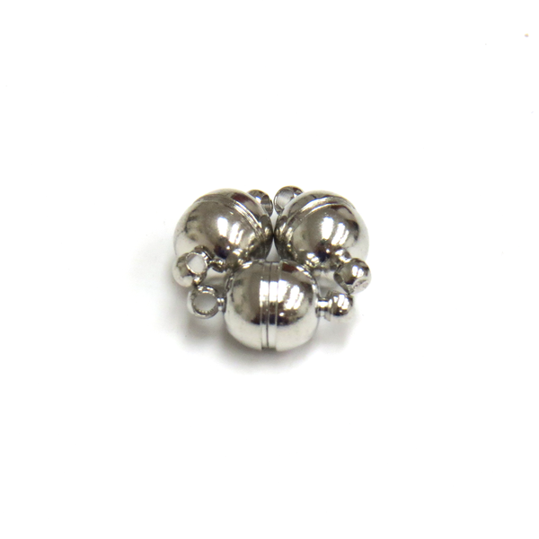 Round Magnetic Clasp, Platinum Color Brass-8mm; 3pcs