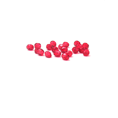 Ruby, Round Faceted Fire Polished; 4mm - 20 pcs