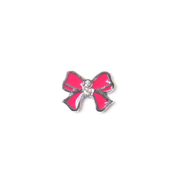 Fuschia Ribbon With Rhinestone - Floating Charms