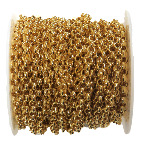 Steel Rolo Chain; Gold- 1 foot