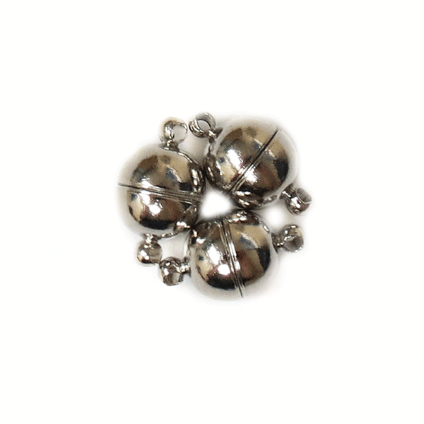 Round Magnetic Clasp, Platinum Color Brass-10mm; 3pcs