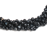 Agate Round Faceted, Black with White Stripes; 8mm