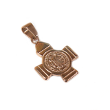 Saint Benedict Cross Pendant, Stainless Steel, Rose Gold, 24x14mm - 1 piece