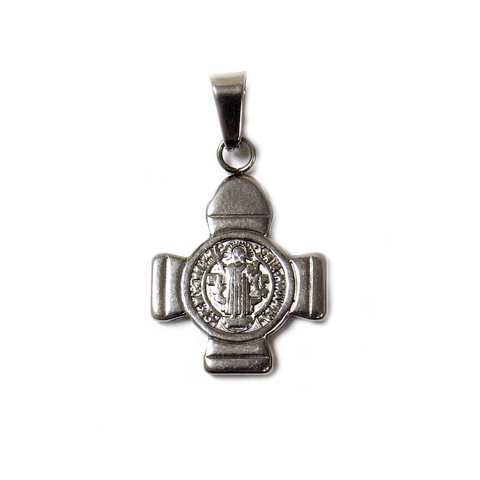Saint Benedict Cross Pendant, Stainless Steel, 24x17mm - 1 piece