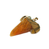 Gold Agate Shark Tooth Pendant, Sun Yellow, 45x37mm; 1 piece