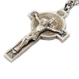 Saint Benedict Cross Religious Necklace, 18" Long, Sterling Silver; 1 piece