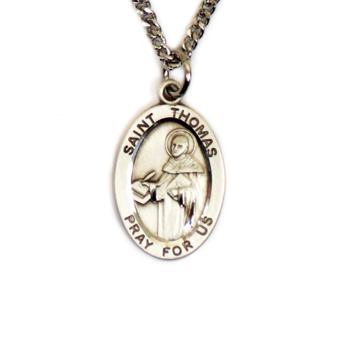 Saint Thomas Religious Necklace, 20" Long, Sterling Silver; 1 piece
