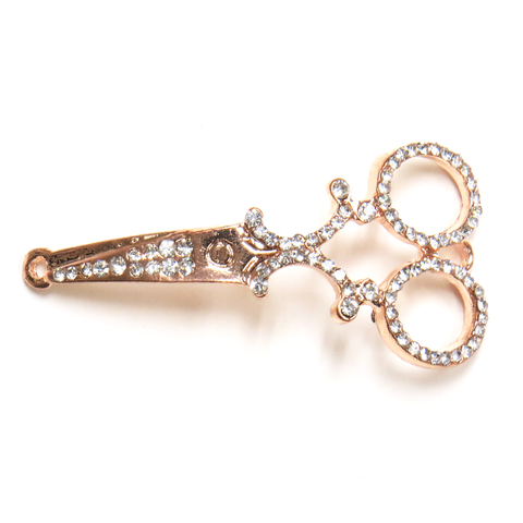 Scissor Rhinestone Connector; Rose Gold