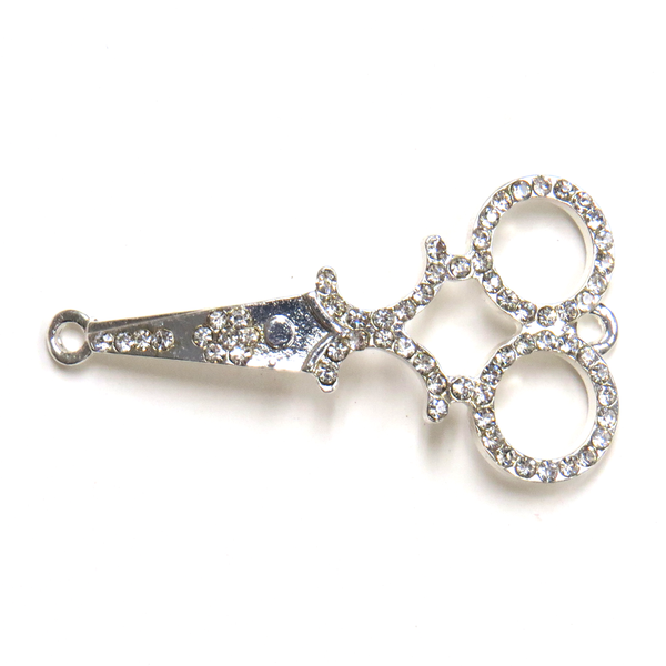 Scissor Rhinestone Connector; Silver