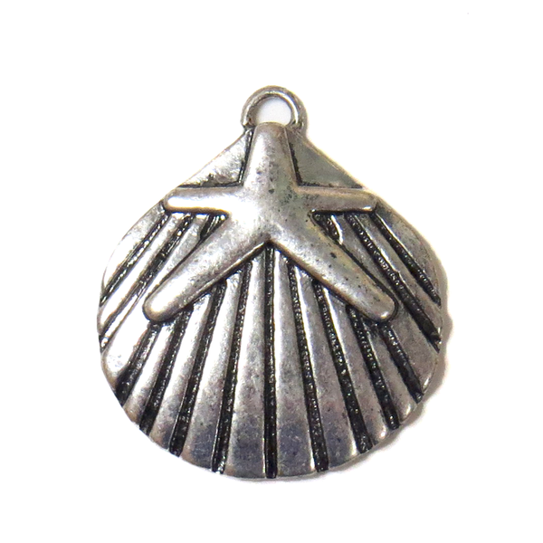 Shell with Starfish-Antique Silver