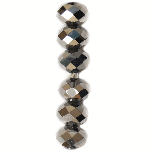Rondelle Metallic Silver, 15x18mm; 1 strand